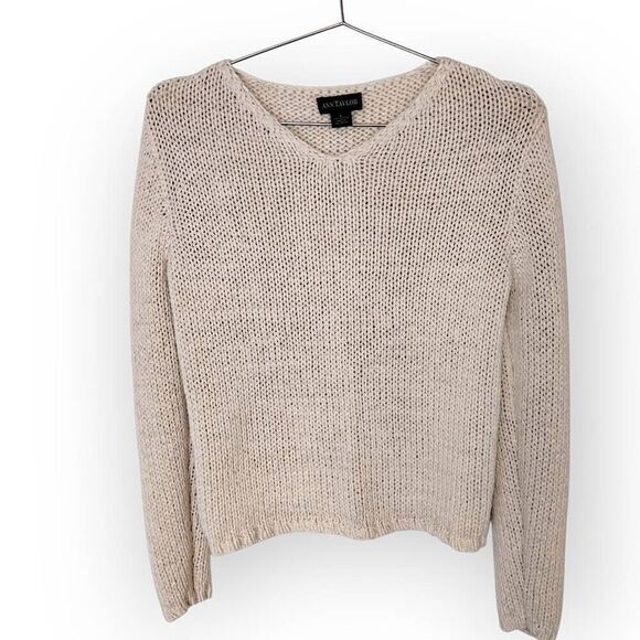 Ann Taylor Womens Sweater Sz Large Cotton Scoop Long Sleeves Year Round Pullover - Picture 1 of 8